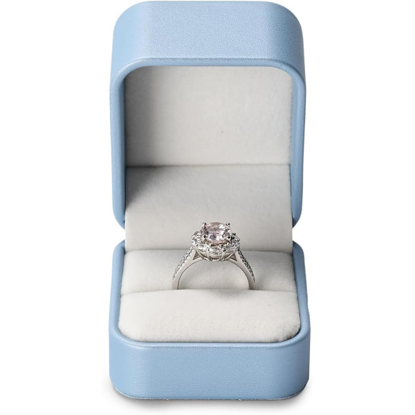 Blå PU Läder Klassisk Ringbox Förvaringslåda Bröllopsgåva, Bröllopsdag Frieri blue
