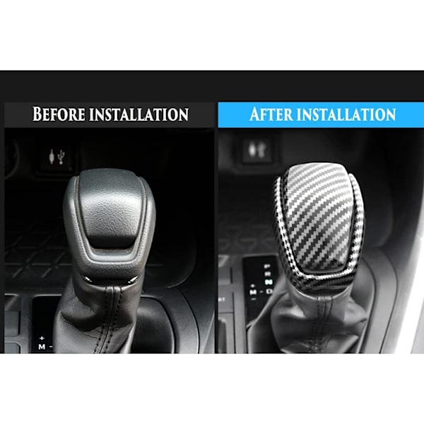 Fiber Sport Style Automatväxelspaksknoppskydd Dekal Huvudtrim Kompatibel Med Toyota RAV4 Tillbehör 2020 2021 2022 Black