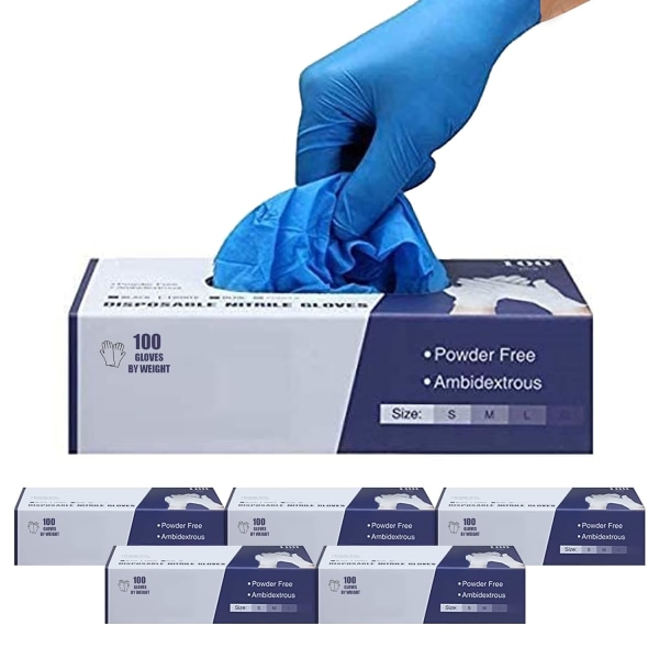 Kirurgiska pulverfria nitrilhandskar, livsmedelskvalitet, handhandskar - 500 antal - blå (500, liten) Blue S
