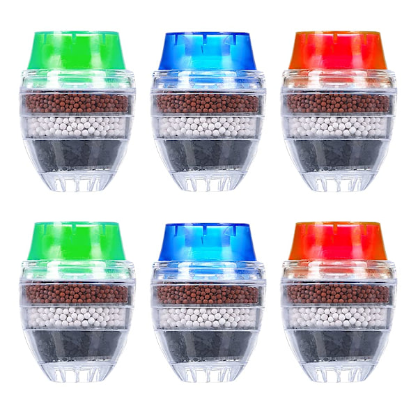 Aktivt Kol Vattenkran Filter, 6 st Rent Vatten Filter Patron, Universellt Gränssnitt Köks Element (6-Lagers Filtrering)