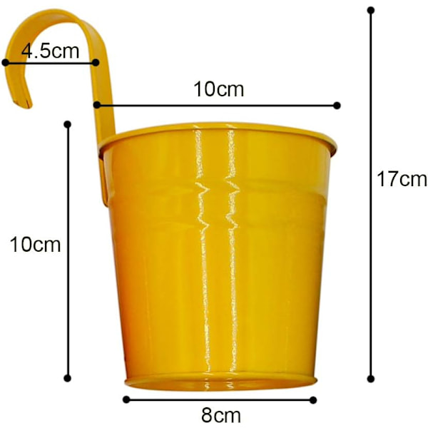 Metallikukkaruukku Vasiämpäri Ripustettava Puutarhaistutusastia Ilman Viemärireikää, Parvekkeen Koti Dekor, Irrotettava Koukku (10 Kpl Erilaisilla 10 Värillä) Multicolor 17x10x8cm