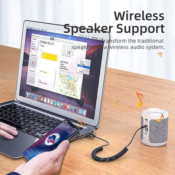 Bluetooth lisäsovitin, langaton Bluetooth -vastaanotin, sisäänrakennettu mikrofonin lisäliitäntä handsfree-puheluihin, Plug & Play, Automaattinen power auton kaiuttimelle