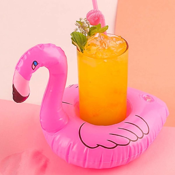 Flamingo Koppholder, Oppblåsbar Drikkeholder for Basseng Boblebad Svømming Strand Flytebrikker Vannleker Hawaiisk Luau Festdekorasjoner