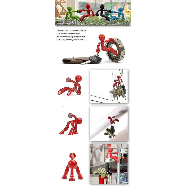 4 stk Magnet Nøkkelholdere Magnetic Man Key Hook Vegg Nøkkelholder Kjøleskapsmagneter Hjem For enhver metalloverflate