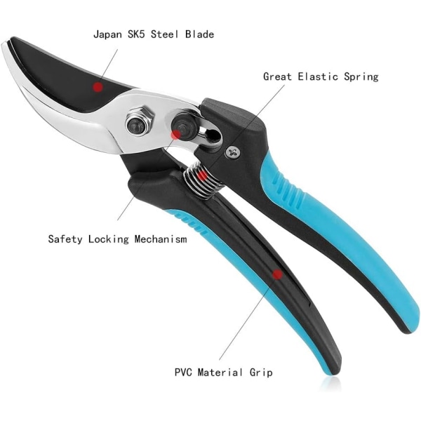 g Shears Tree Trimmers Secateurs Hand Pruner Stainless Steel Blades Professional Garden Clippers Bypass Secateurs with SK-5 Steel Blade and Lock