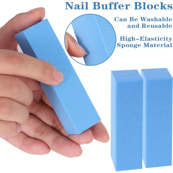 10 st Nail Buffer Block, Professionell 120 Grit Nail Sanding Blocks för naturliga akrylnaglar, Nail Buffer Blacks Manikyr Pedikyr Verktyg för Gel Na Blue