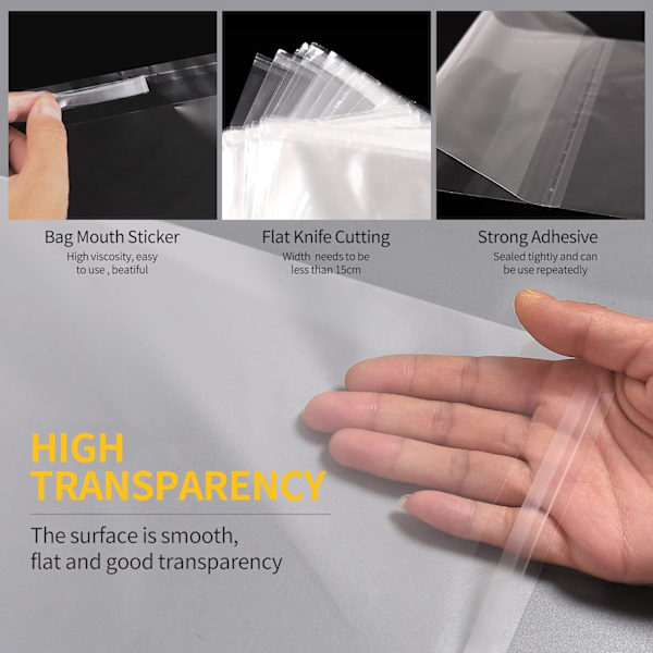A4 Transparenta Självhäftande Påsar 100-pack, 22x30cm Självförslutande Cellofanpåsar/Förslutningspåsar, Sidoluftshål, Andningshål Clear A4
