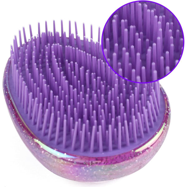 Detangler-hårbørste for kvinner, jenter og barn Mini-hårbørste for vått og tørt hår, kompakt (Starry Sky Purple)