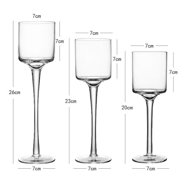 Set med 3 Eleganta Värmeljushållare i Glas Bröllopsbordsdekoration
