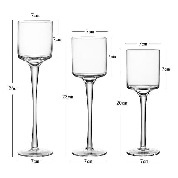 Sett med 3 elegante telysholdere i glass, bryllupsbordpynt