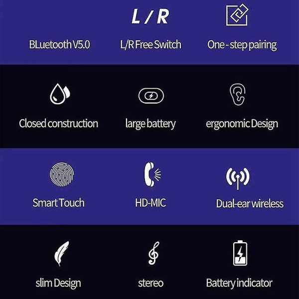 Trådlösa hörlurar som är kompatibla med Bluetooth hörlurar Hörlurar Touching Control