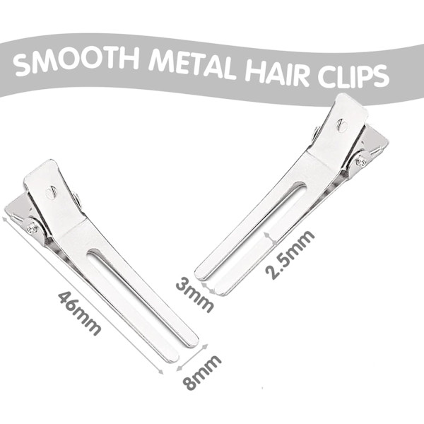 50 stk Dobbelt-Tand Pin Curl Clips 1,8 tommer Setting Section Hårklemmer Metal Sølv Hårnåle Styling Klemmer til Salon Hårforlængelser, DI Silver