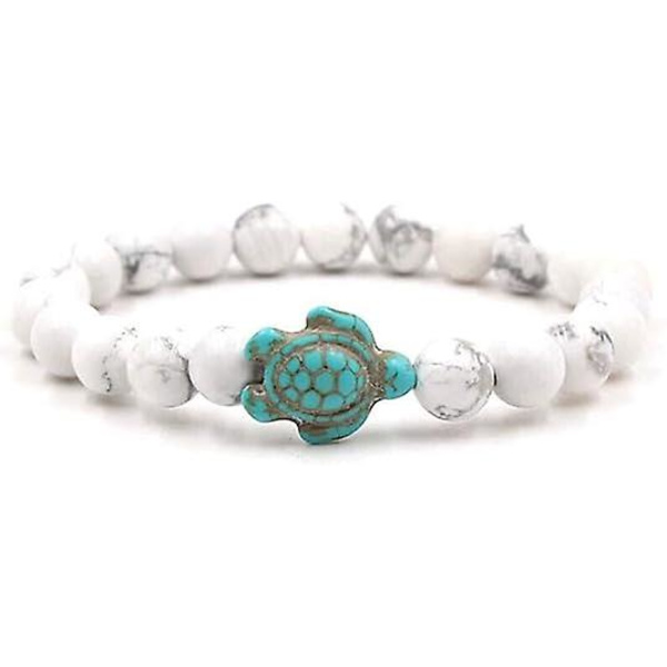Ocean Sea Turtle Armbånd Red Havskildpadde Smykker Til Kvinder Mænd 8mm Natursten Elastiske Venskabsperler Armbånd (howlite)