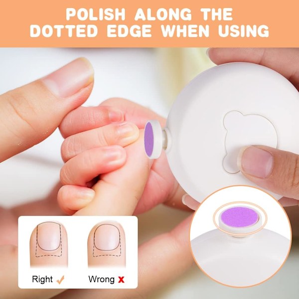 Elektrisk nagelklippare för bebis, 6 i 1 batteridriven nagelklippare manikyrset, elektrisk nagelklippare för baby nagelklippare elektrisk trimning polering White