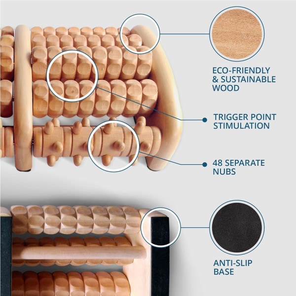 Stor Fotmassagerulle (L) - Plantar Fasciit & Stressavlastning, Häl, Valvböjning, Muskelsmärta - Avkopplande Presenter för Kvinnor - Shiatsu Akupunktur Brown Large Trigger Point and Reflexology