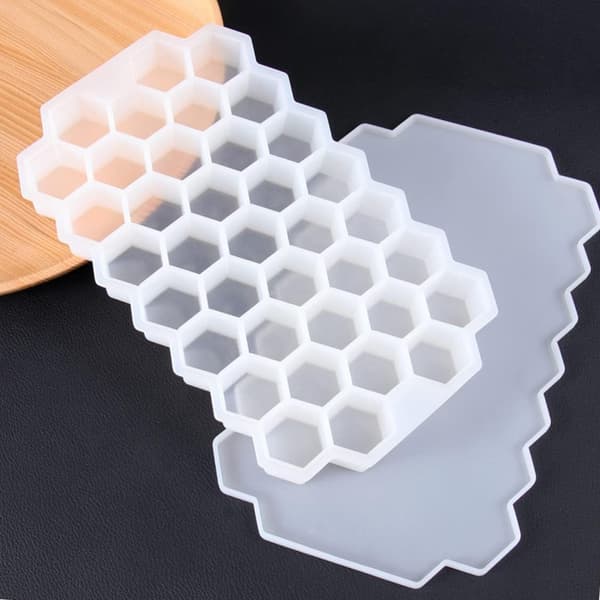 2-pack Isbricka, Isbricka med Lock Silikon Isbricka Spillfri, Flexibel Isbricka Form Liten Isbricka (37 Hexagon Vit) white
