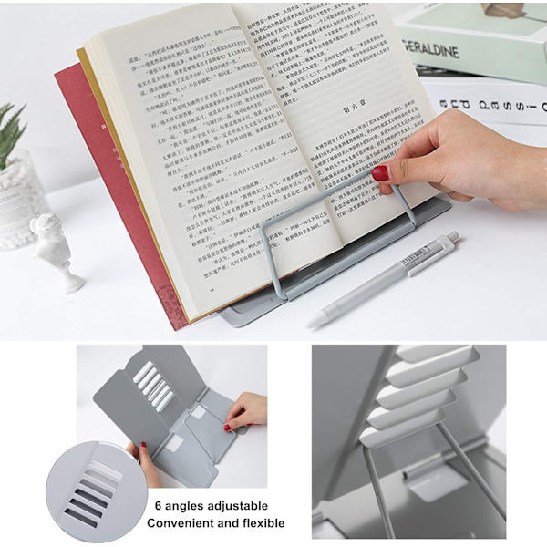 Metal Book Stand, Adjustable Reading Support, Bookend, Adjustable Stand for Cookbooks, Documents, Book Stand