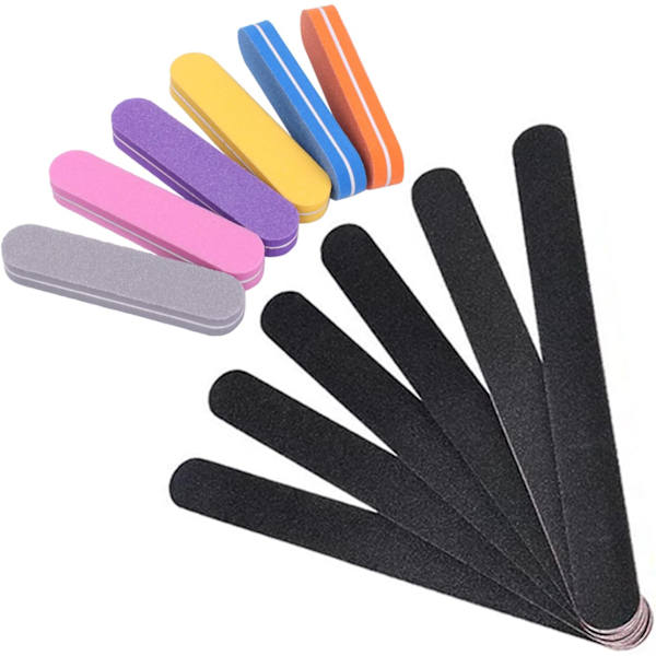 Nagelfilar och bufferset 12 st, 100/180 Grit Professionell nagelfil Slipblock Poleringsfil Bufferblock för att ta bort åsar/naglar Black Nail Files & Buffers Set (6+6)