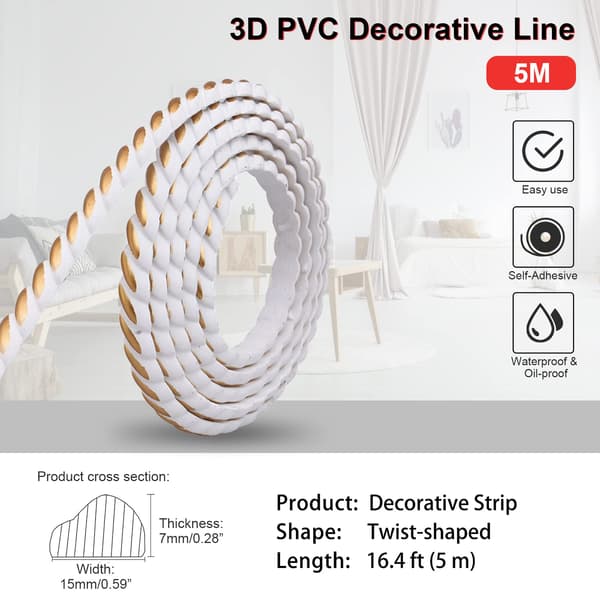 Flexible moldings and edges - Self-adhesive, 5 m (white and gold)