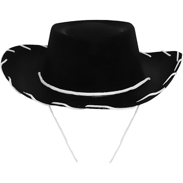 Barnets sorte cowboyhat - Cowboy og cowgirl hat tilbehør - Perfekt til Wild West og cowboy-temafester, World Book Day eller enhver anden fancy dr Black Pack of 24