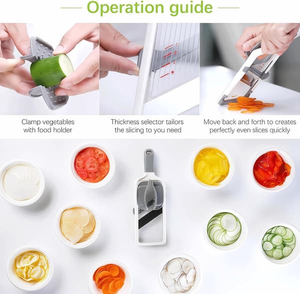 Comfortable Handheld Mandoline Slicer, Adjustable Vegetable Slicer, Mandoline, Onion Potato Salad Food Processor, 3-Slice Thicknesses