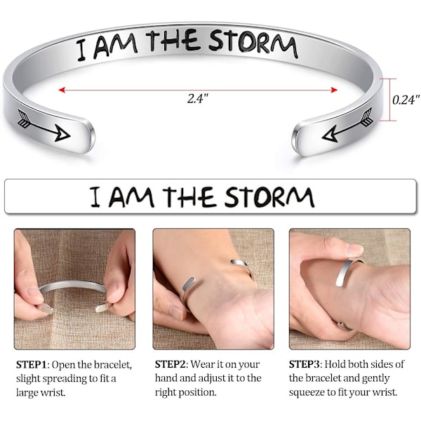 Vänskapsarmband för kvinnor - Inspirerande vänskapspresenter till bästa vän, motiverande manschettarmband för systrar, mamma, lärare, presenter 1I am the storm