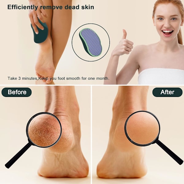Oppgrader 2-i-1 Nano Glass Callus Remover, fotfil som brukes til våt og tørr fjerning av hard hud, fotrasp for hard og død hudpleie, trygg og bærbar Green