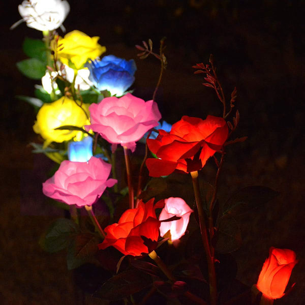 Solcelled Hagepynt, Solcelled Hagegaver, Utendørs LED Roselys for Hagedekorasjon Bakgård Patio Grav Kunstig Blomst Yellow