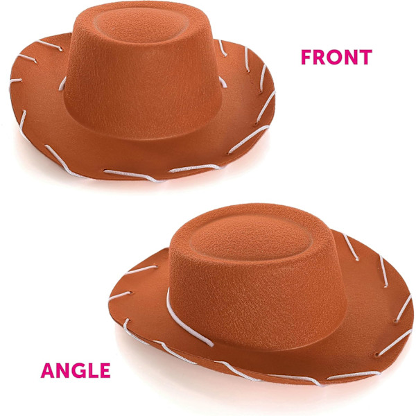 Barns bruna cowboyhatt - Cowboy och cowgirl hatt accessoar - Perfekt för vilda västern och cowboy-temafester, World Book Day eller någon annan snygg dr Brown Pack of 3