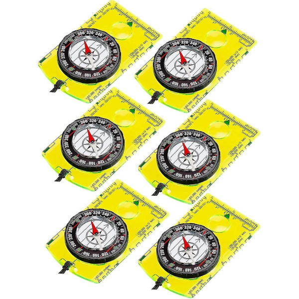 6 stycken vandringskompass för ryggsäcksvandring, navigering, orientering, vandring, kartläsning, kompass för pojkscout, barn, utomhuscamping
