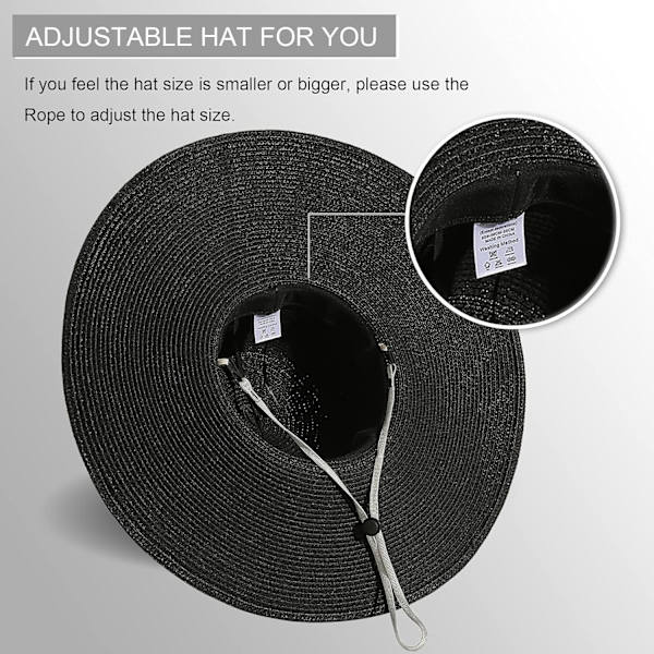 Dame Bredskygget Solhat Floppy Foldbar Rulle op Cap Strand Solhat UPF 50+ 01 Style Bblack