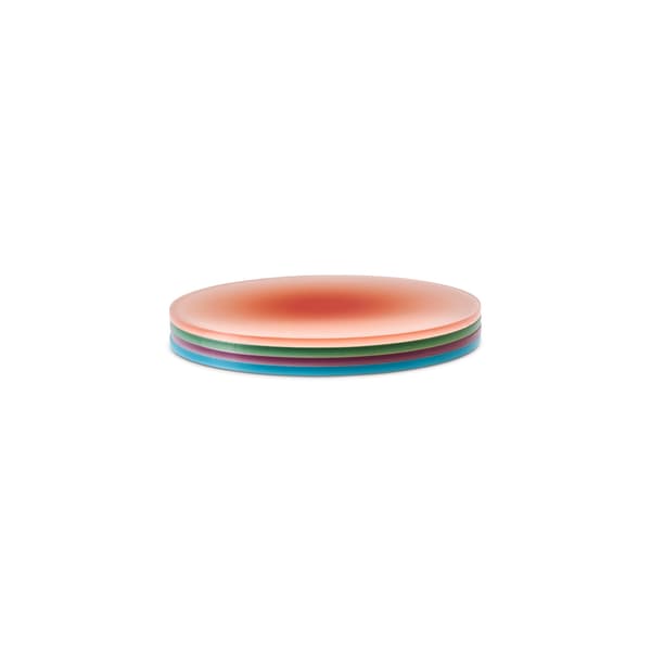 Sæt med 4 transparente, brudsikre coasters med gradientdesign, moderne stil.