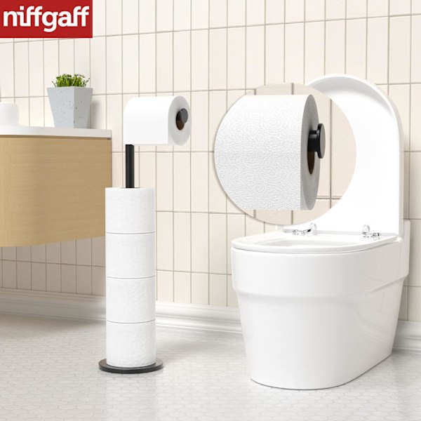 Vapaasti seisova WC-paperiteline, taittuva paperiteline, ruostumattomasta teräksestä valmistettu kylpyhuoneen paperiteline, ruostumaton jalusta, vapaasti seisova WC-paperiteline Matte Black