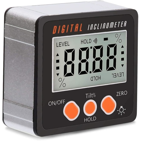 Digital lutningsmätare 0-360 Digital vinkel elektronisk lutningsmätare Avfasning Gradskiva Box Goniometer Counter Magnetisk bas Mätverktyg Orange