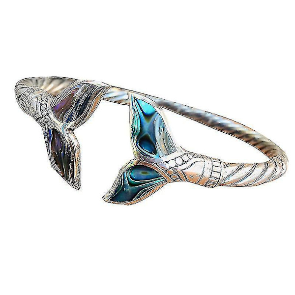 Abalone Shell og havfruehale armbånd armbånd justerbar åpen håndkjede for kvinner jenter