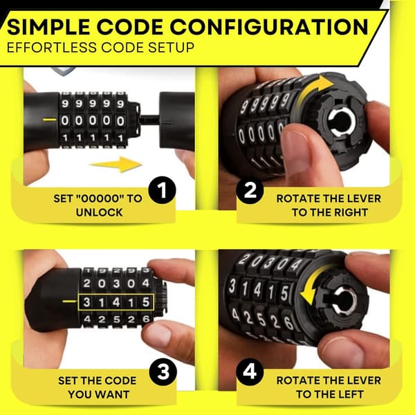 Heavy Duty Bicycle Lock - 5-Digit Combination Cable Lock - Waterproof Motorcycle Lock - Perfect for Bicycles (1-pack)