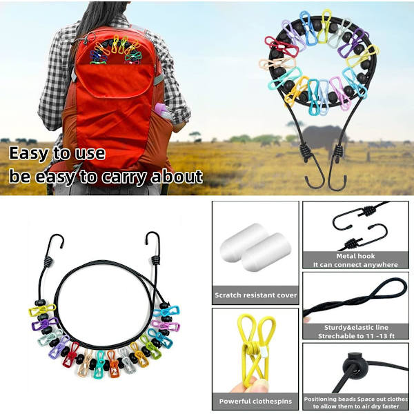 le Vaatteline, Retractible Vaatteline Matkustamiseen, Vaatteline 12 Vaatteidenpidikkeellä, Sisäpyykkinarulle, Ulkokäyttöön Leirintävarusteet (c Multicolor