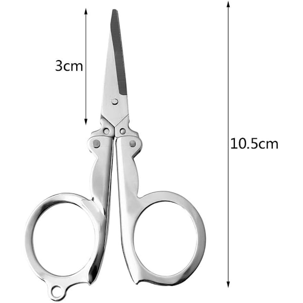 Rostfria fällbara saxar, bärbara hopfällbara resesaxar i metall för hantverk, sömnad 10,5 cm (2-pack) Silver
