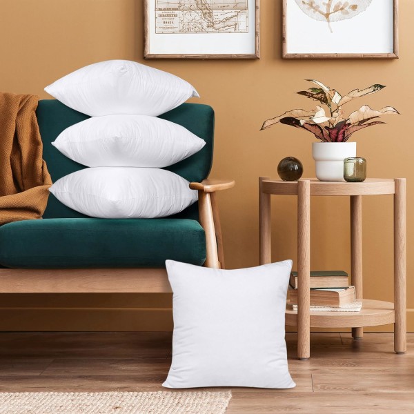 Kuddfyllnadskuddar (4-pack), 50 x 50 cm (20\" x 20\") Kuddfyllnadskuddar, Kuddar i hålfiber för soffa och soffa (vit) White 50x50 cm (Pack of 4)