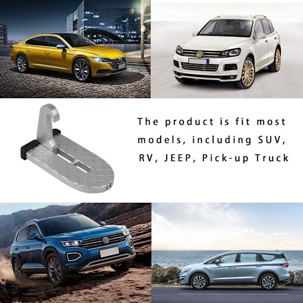 rstep Fotsteg Fällbar Stege U-formad Krokh Pedal Enkel Tillgång till Taket med Säkerhetshammarfunktion Biltillbehör för SUV, RV, Off-Road-fordon Silver