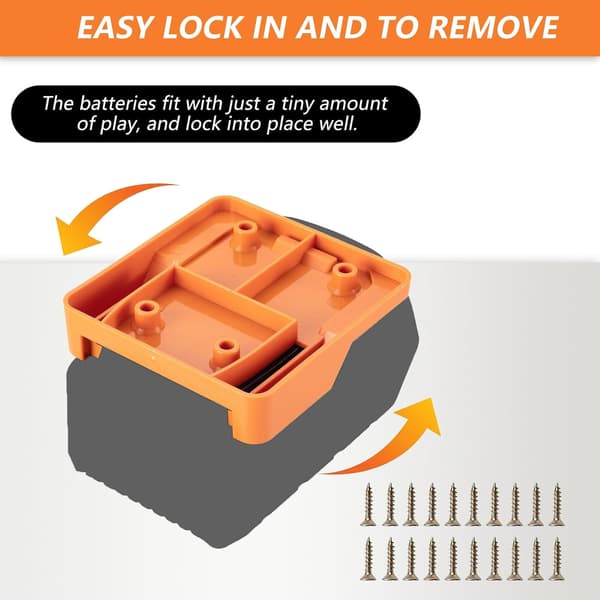 Battery Holder for Ridgid AEG 18V Batteries, Wall Mountable, Compatible with Workshop Carts, Shelves, etc. - 5-Pack