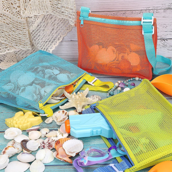 Strandleksaker Mesh Strandväskor Barn Skal Samling Strandleksaker Strandleksaker Pojkar Och Flickor Simtillbehör (Endast Väska, Set Om 3)