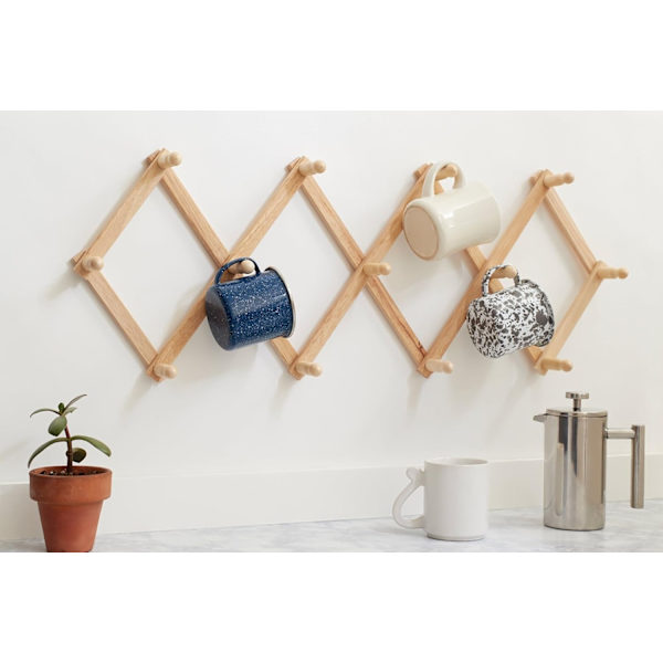 Expandable Wall Mounted Beech Wood Mug Holder