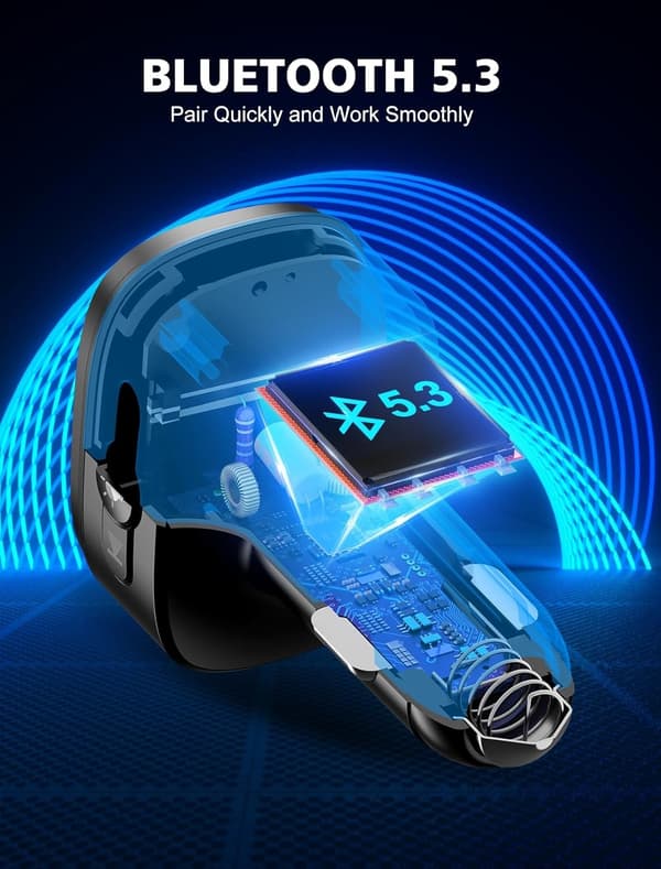 Bluetooth 5.3 Car Adapter, QC3.0 & PD 18W USB C Car Charger, 9 RGB Backlit Car Bluetooth Receiver