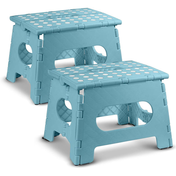 Sammenleggbar trinnkrakk - Den lette trinnkrakken er robust nok til å støtte voksne og trygg nok for barn. Åpnes enkelt med ett kast. Flott for Teal 9Inch  2PACK