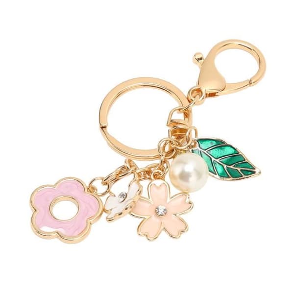 Blommig nyckelring - Zinklegering - Elegant - Hållbar - Perfekt present