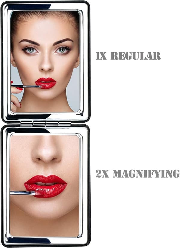 Kompakt Spejl til Mænd, Kvinder og Piger, Sorte Sammenklappelige Makeupspejle til Rejser uden Forvrængning