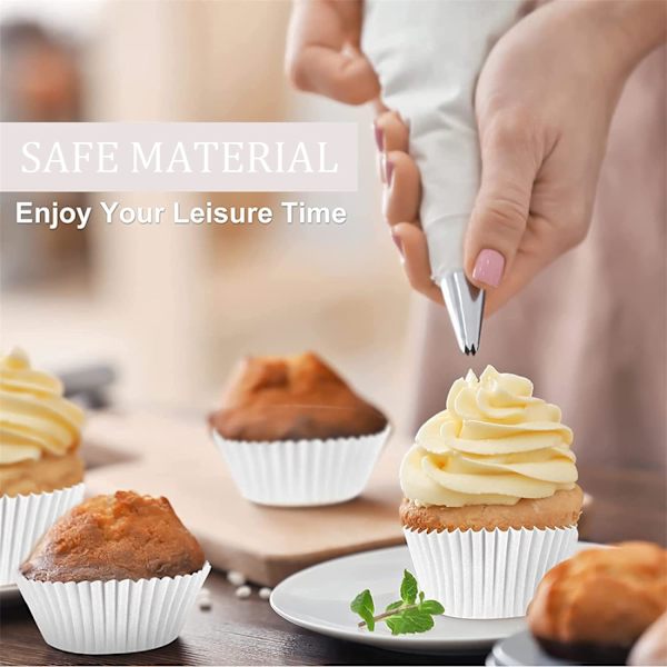 Hvide cupcake-forme i papir til King Charles' kroningsdekorationer, bageforme, cupcake-forme til bagning, mini muffinforme, muffinforme, papir White