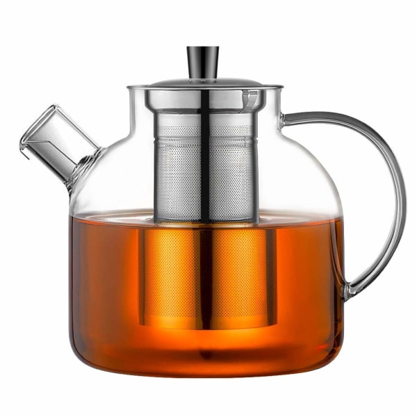 Lasinen teekannu, 1500 ml Liesitasolle turvallinen teenkeitin ja infusori Borosilikaattilasinen vesikannu Kirkas teekannu irtolehtiteetä, kuumaa/jäävettä,