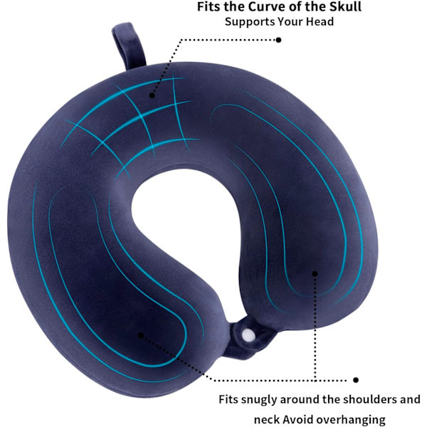 Reisepute Nakkepute Memory Foam Reiseputer Hodepute Støttepute for Fly Tog Bil Kontor Reise Essensielle Flyputer for en Lo Navy Blue One Size
